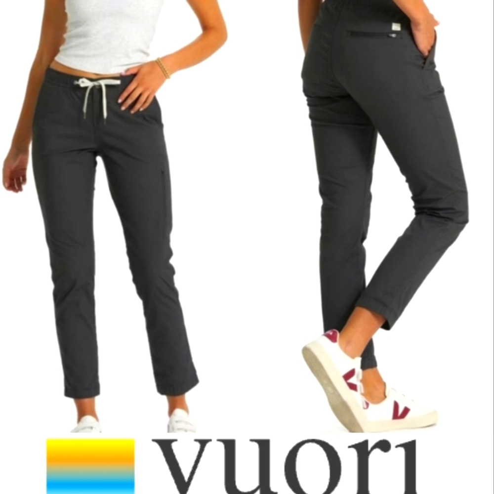 Vuori Women's Ripstop Pant Two Way Organic Stretch Charcoal NWT Athleisu…